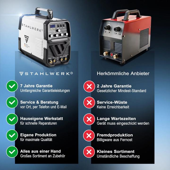 Produktbild Stahlwerk Schweissgerät AC DC Wig 200 ST IGBT mit Plasmaschneider Vollausstattung