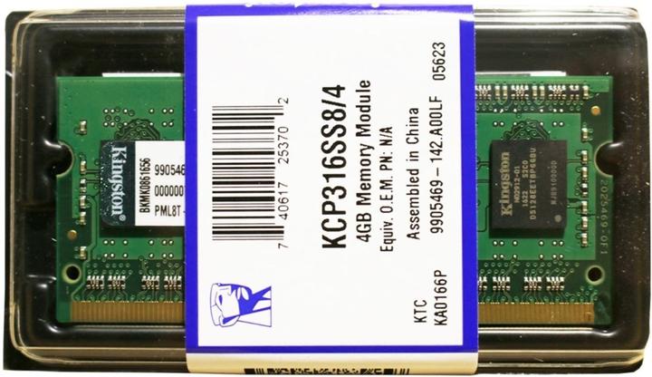 Immagine prodotto Kingston Kcp316ss8/4 (1 x 4GB, 1600 MHz, DDR3-RAM, SO-DIMM)
