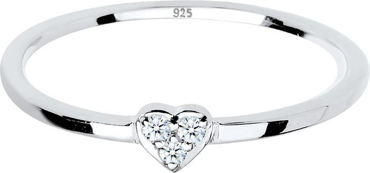 Image du produit Elli DIAMONDS Bague coeur symbole diamant 0.04 ct. argent sterling 925 (54, Argent 925)