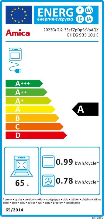 Energy Label Amica cooker set with gas hob with 4 burners (white enamelled, OptiGas-Dsen) EHEG 933 101 E Nutzv