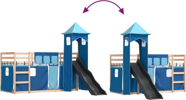Immagine prodotto VidaXL Letto a castello con scivolo e tende (90 x 200 cm)