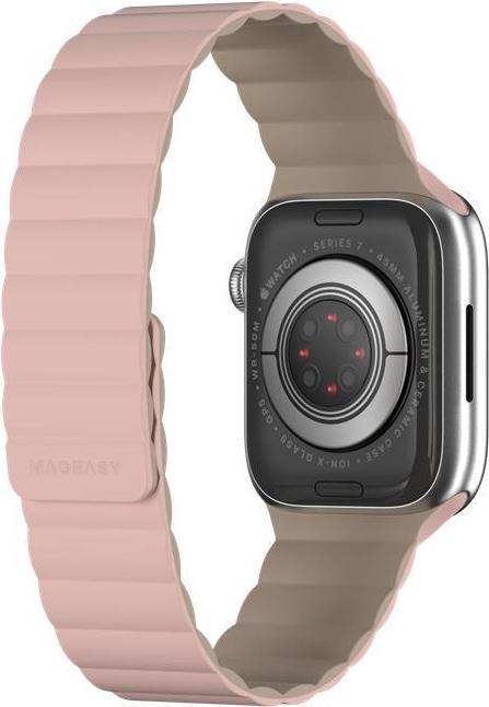 Immagine prodotto MagEasy Braccialetto magnetico in silicone per Apple Watch 42/44/45 mm - Rosa (45 mm, 44 mm, 42 mm, Silicone)