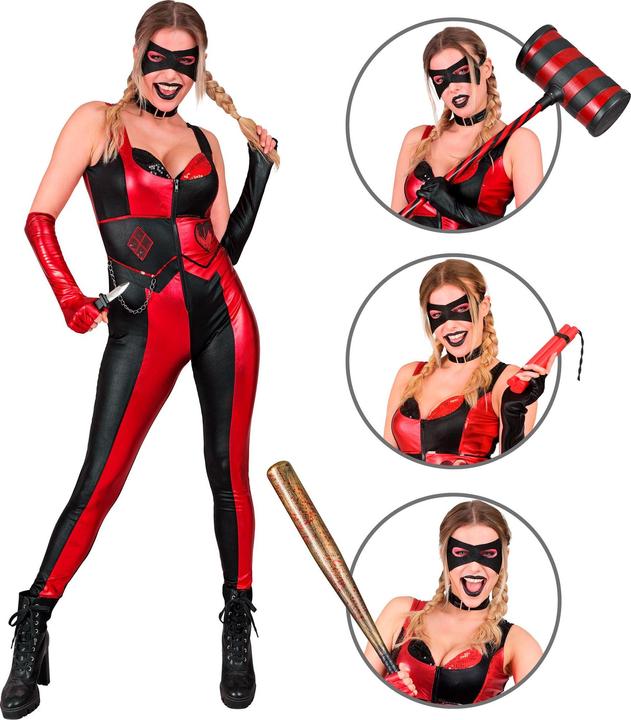 Immagine prodotto Widmann Costume da Arlecchino per donna, tuta, collana, maschera per gli occhi, guanti senza dita, coltello (M)