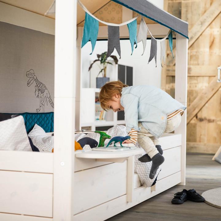 Actual product image Lifetime Kidsrooms 4 in 1 bed combination with fabric roof Dino and back wall with deluxe slatted frame