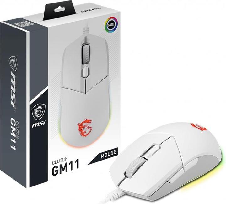 Actual product image MSI Clutch GM11 WHITE Gaming,USB (Cable)