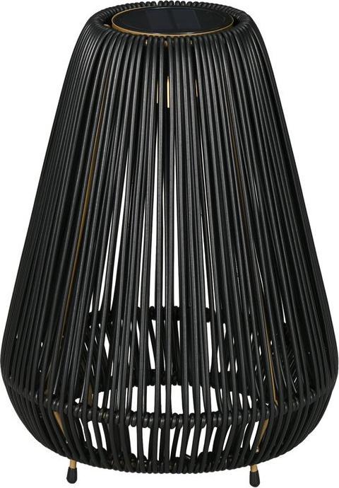 Produktbild Swisshandel24 Solarleuchte Rattan, wasserdichte Wegleuchte mit Lichtsensor, Automatische LED Gartenlampe, Schwarz (IP44)