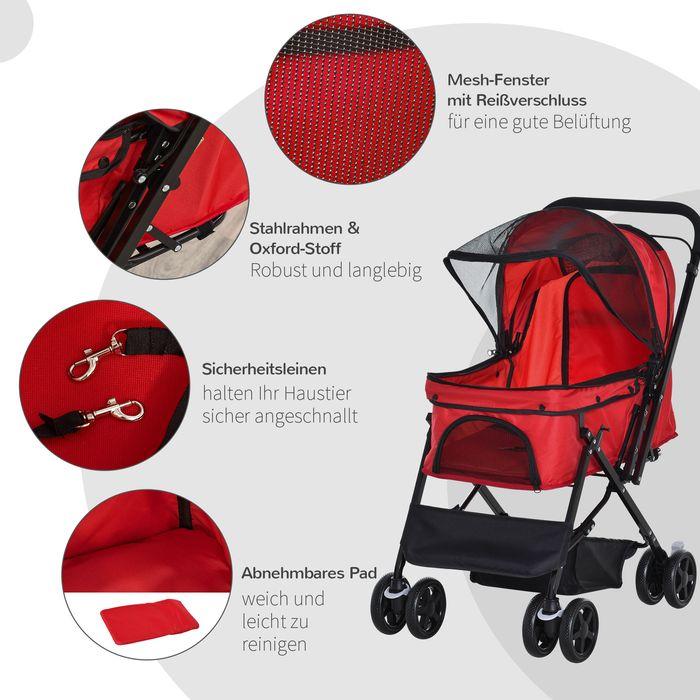 Produktbild Swisshandel24 Hundebuggy Hundewagen Buggy für kleine Hunde und Katzen Haustierwagen Pet Stroller Katzenbuggy Oxfor (Katze, Hund, Faltbar)