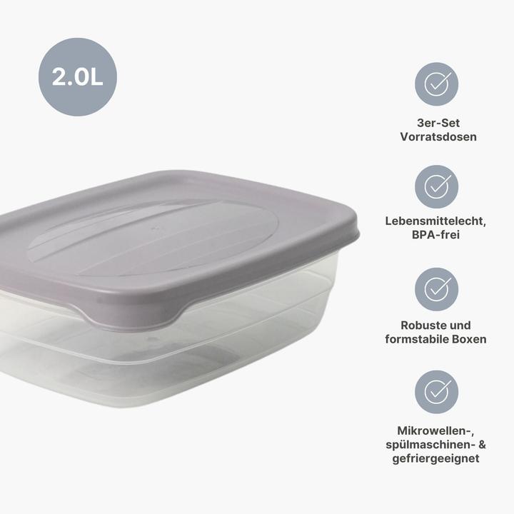 Immagine prodotto Hobby 3er-Set Boxen Aufbewahrungsdosen Meal-Prep-Dosen Frischhaltedosen (2 l)