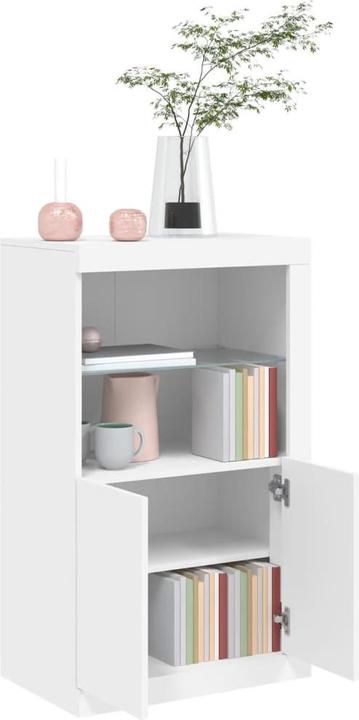 Produktbild VidaXL Beistellschrank mit LED-Leuchten Weiss (60.5 x 37 x 100 cm)