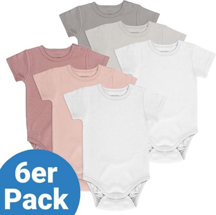 Actual product image La Loona LaLoona baby bodysuits & wrap bodysuits baby bodysuit short sleeve OEKO-TEX® 6-pack - Rose Grey - (80)