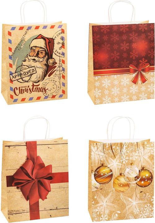 Immagine prodotto Tsi Sacchetti regalo natalizi serie 4, 4 motivi diversi, grandi, L 260 x P 135 x H 320 mm, 100... (Borsa da regalo, 12 x)
