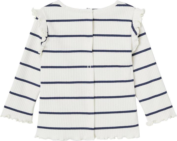 Produktbild Vertbaudet Geripptes Mädchen Baby Shirt mit Volantärmeln, Bio-Baumwolle (62)