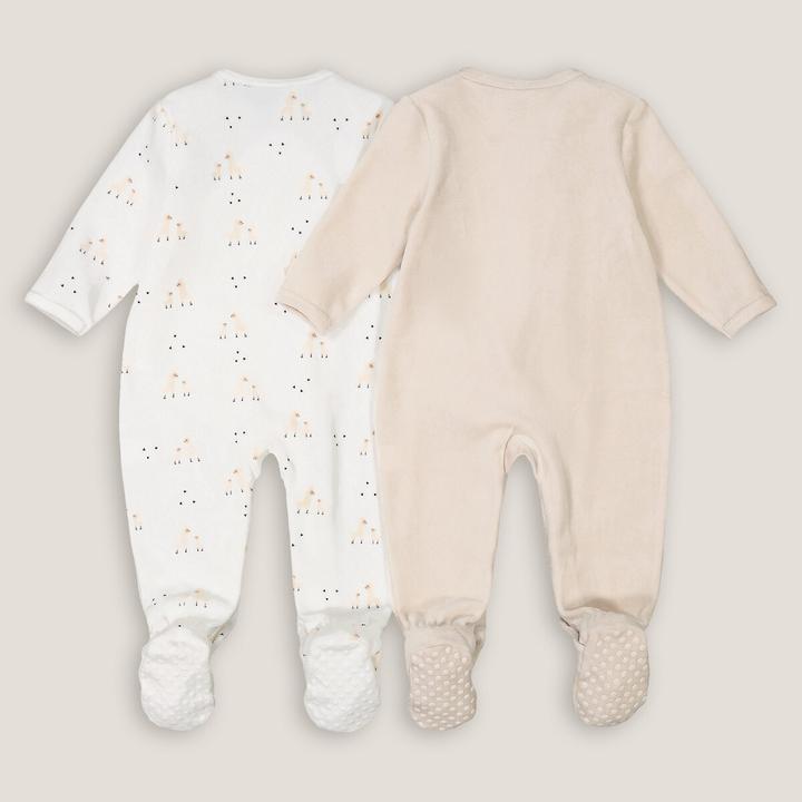 Image du produit La Redoute Collections Lot de 2 grenouillères en velours avec motifs de lamas (62)