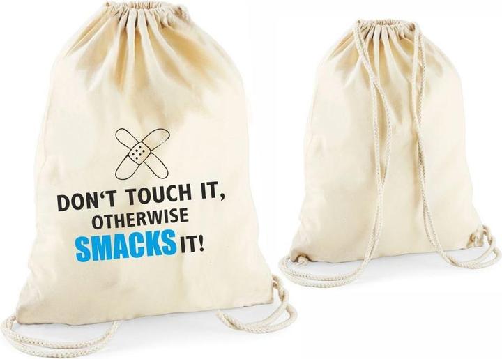 4you Design Statement-Tragebeutel Don't touch ist, otherwise smacks it! natur