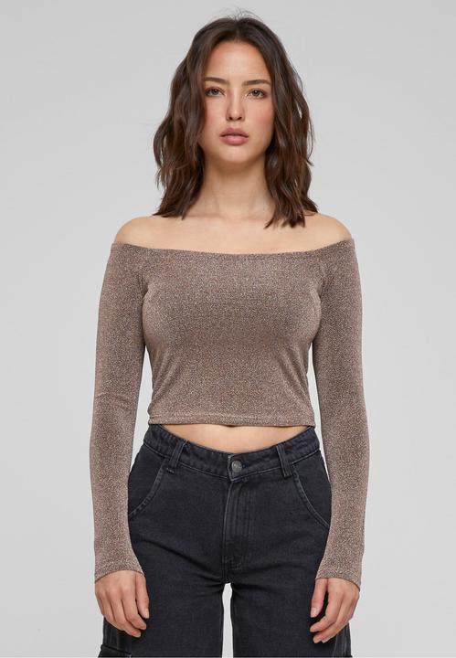 Actual product image Urban Classics Ladies Off Shoulder Glitter Longsleeve (4XL)