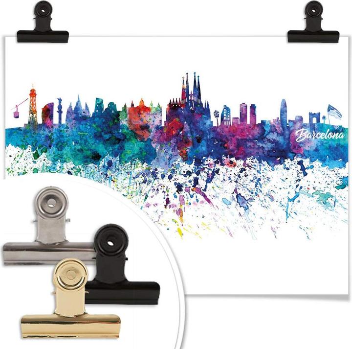 Produktbild Trenddeko Barcelona Aquarell Skyline (120 x 100 cm)