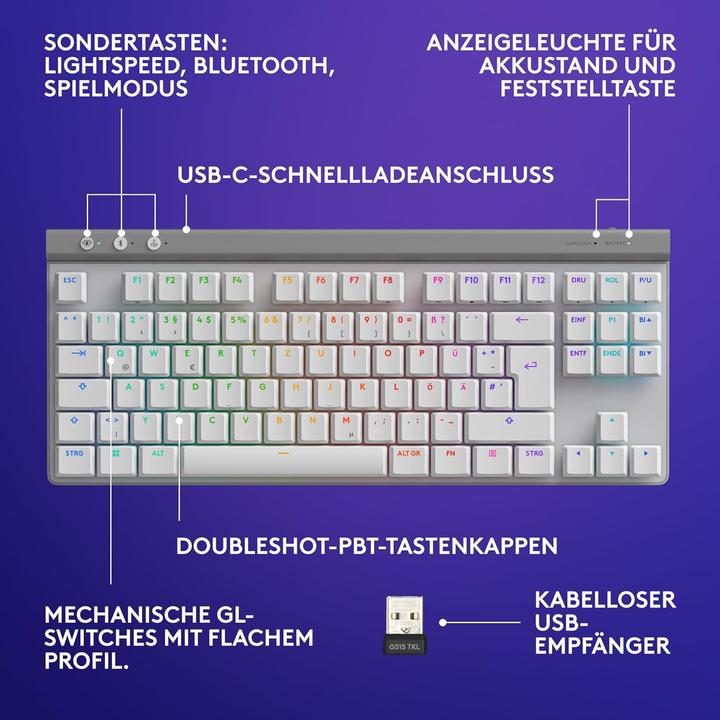 Productafbeelding Logitech G515 Lightspeed TKL (NL, Draadloze, Bedraad)
