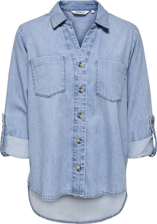 Produktbild Only Normal geschnitten Hemdkragen Umgeschlagene Ärmelbündchen Jeanshemd Jeanshemd (L)