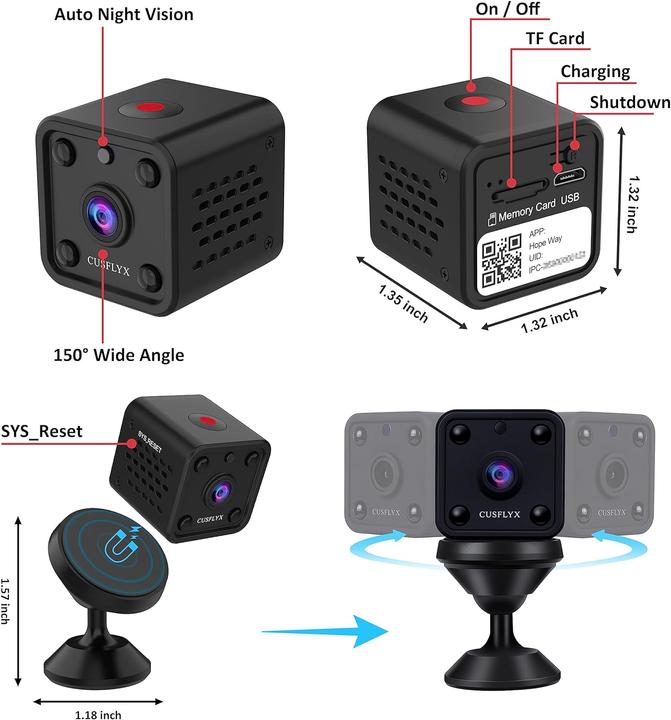 Immagine prodotto Cusflyx Mini telecamera WiFi 1080P Cloud (1920 x 1080 Pixels)