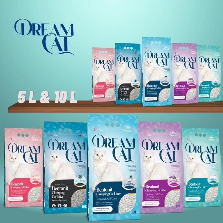 Immagine prodotto Dream Cat Lettiera per gatti al profumo di polvere di bambino - lettiera fine a base di bentonite, 5 litri (Raggruppamento, 4.25 kg)