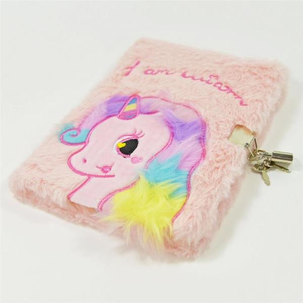 Immagine prodotto Kögler Diario in peluche, unicorno con peluche rosa, da chiudere, 14,8x21,5x3 cm