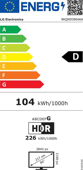 Energy Label LG 86-Zoll QNED evo AI QNED86 MiniLED 4K Smart TV (86", QNED, 4K, 2025)