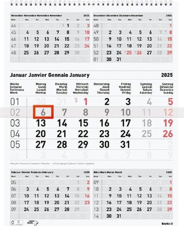 Produktbild Biella 5-Monats-Kalender (31 x 40 cm, Deutsch, Englisch, Italienisch, Französisch)