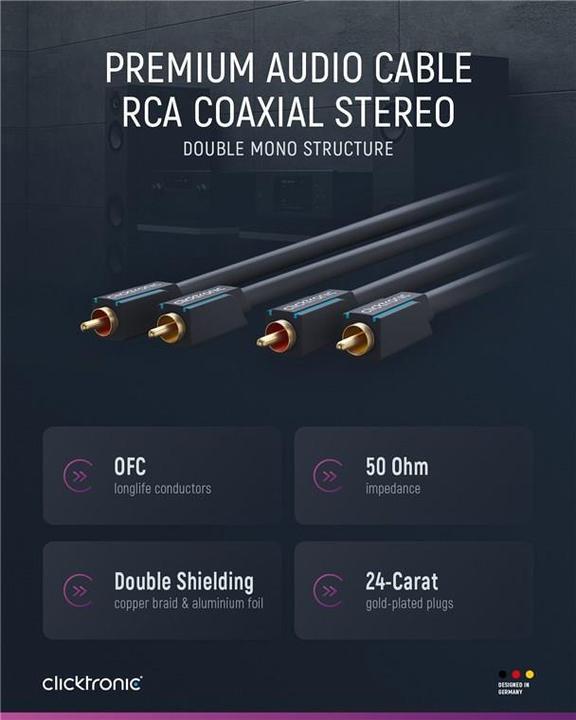Produktbild clicktronic Stereo-Audiokabel (1 m, Cinch)