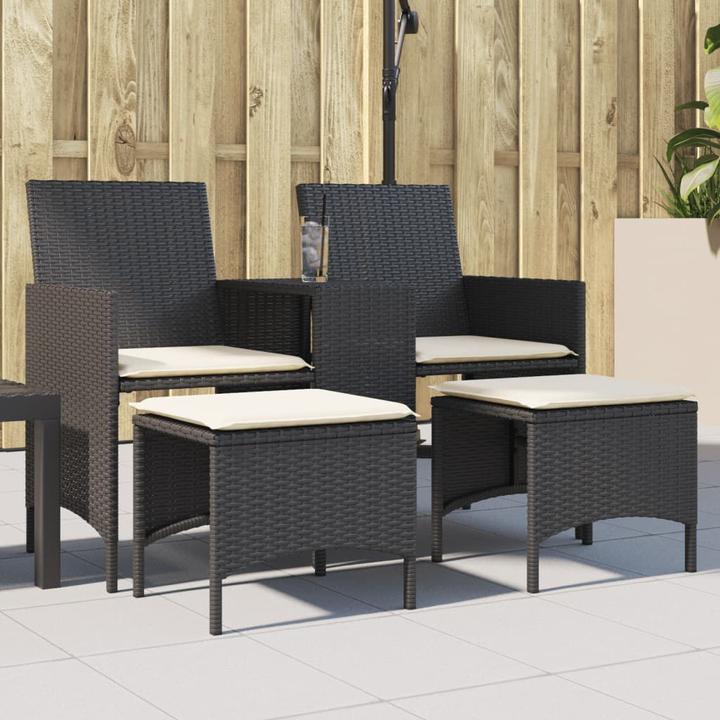 Image du produit VidaXL Canapé de jardin 2 places avec table et tabourets