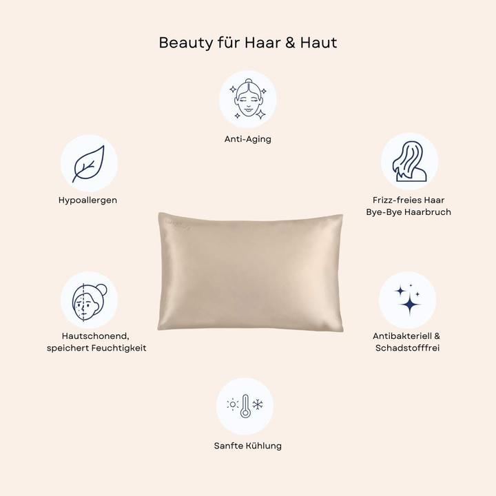 Produktbild Vanessa Beauty Seidenkissenbezug 2er-Set mit Waschbeutel (Kopfkissenbezug, 50 x 70 cm)