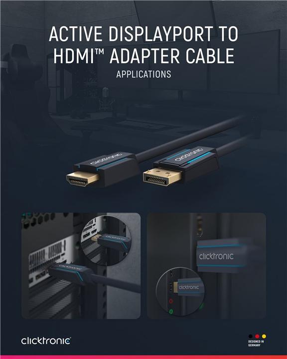 Produktbild clicktronic DisplayPort/HDMI Adapterkabel (1 m, DisplayPort, HDMI)