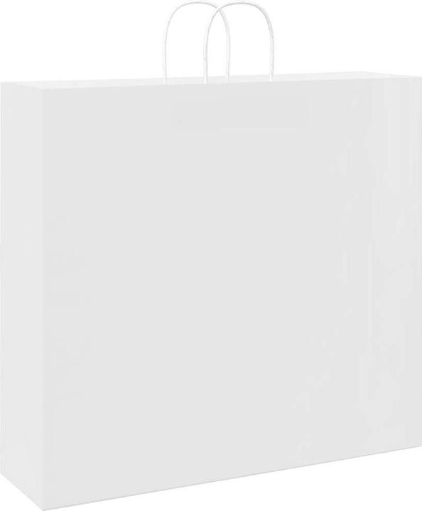 Produktbild VidaXL Kraftpapiertüten 50 Stk. mit Henkel Weiss 54x15x49 cm Papiertüte (Geschenktüte, 50 x)
