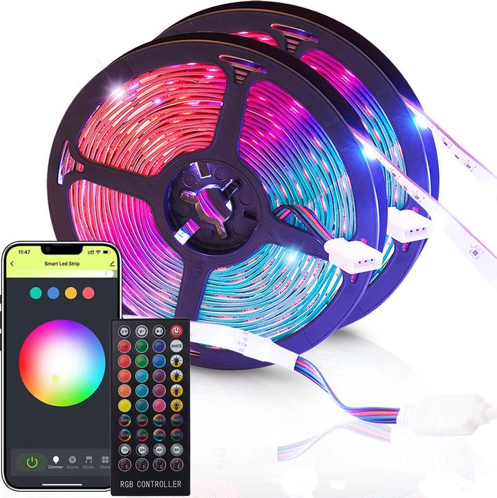 Produktbild Casativo WLAN-RGB-LED Streifen mit App- und Sound-Steuerung, 10 m (RGB, 200 cm, Indoor)