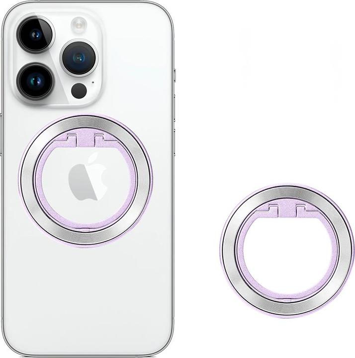 Actual product image Techsuit - MagSafe Phone Ring (MPR2) - Round Shape, Aluminium Alloy - Silver / Light Purple