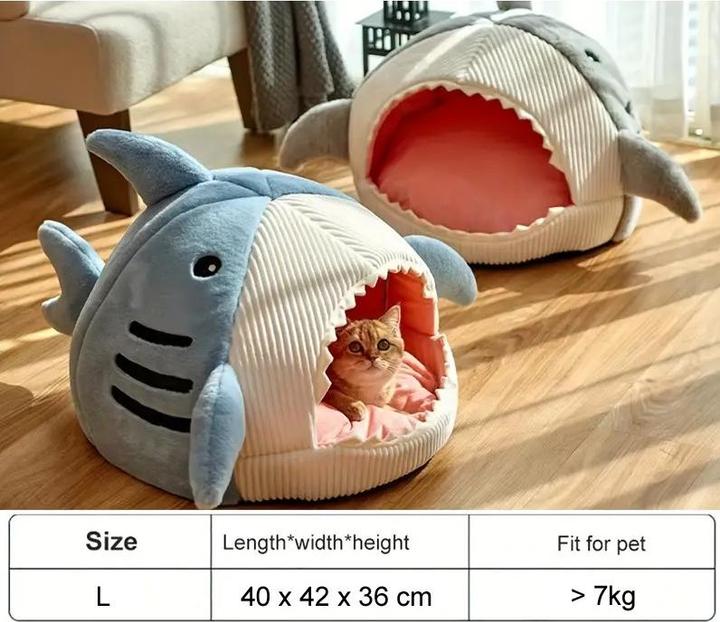 Actual product image Out of the blue Cosy cat bed, cat house shark igloo size L grey (Dog)