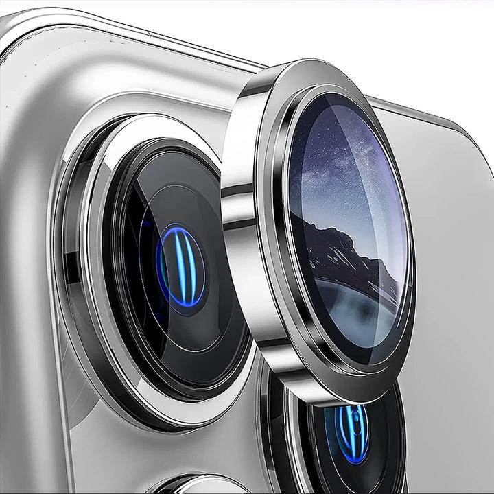 Produktbild Mx. Moox iPhone 15 Pro / 15 Pro Max - Tempered Glass / Panzerglas Rückkamera - silber einzeln (1 Stück, Apple iPhone 15 Pro Max, Apple iPhone 15 Pro)