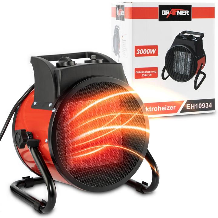 Image du produit Grafner Chauffage électrique Aérotherme de chantier Chauffage radiant 3000 watts EH10934 (3000 W)