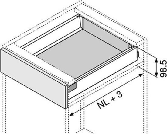 Produktbild Blum Komplett-Frontschubkasten-Set TANDEMBOX M / C mit Reling, seidenw