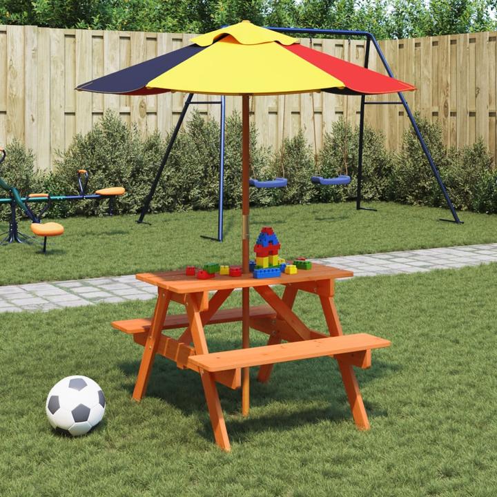 Produktbild VidaXL Picknicktisch für 4 Kinder mit Schirmloch