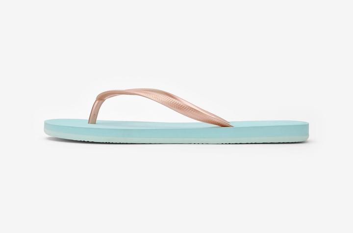 Actual product image Olaian Thong sandals ladies 500 gold blue (37)