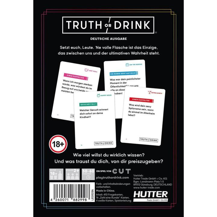 Nährwerte und Zutaten Truth or Drink (Deutsch, Englisch)