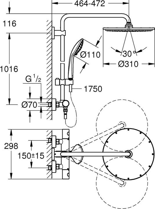 Immagine prodotto Grohe Sistema doccia EUPHORIA SYSTEM 310 m termostato Cool Sunrise spazzolato