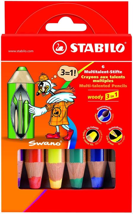 Produktbild STABILO woody 3 in 1 Buntstift (Mehrfarbig, 6 x)