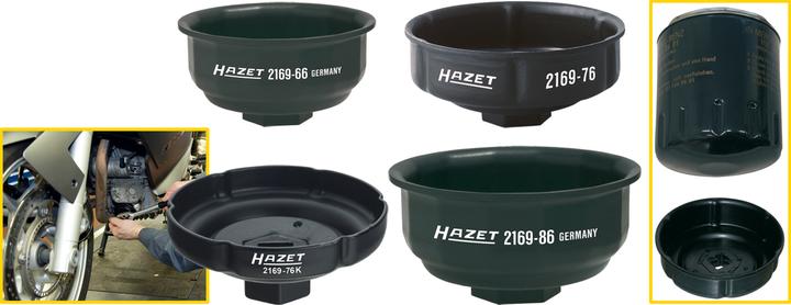 HAZET Oil filter wrench 2169-76 ∙ Square, hollow 12.5 mm (1/2 inch) ∙ Groove profile ∙ 85 mm