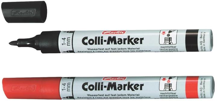 Image du produit Herlitz Marqueur indélébile Colli 1-4 mm, 2 pièces, rouge/noir (Rouge, Noir, 4 mm, 2 x)