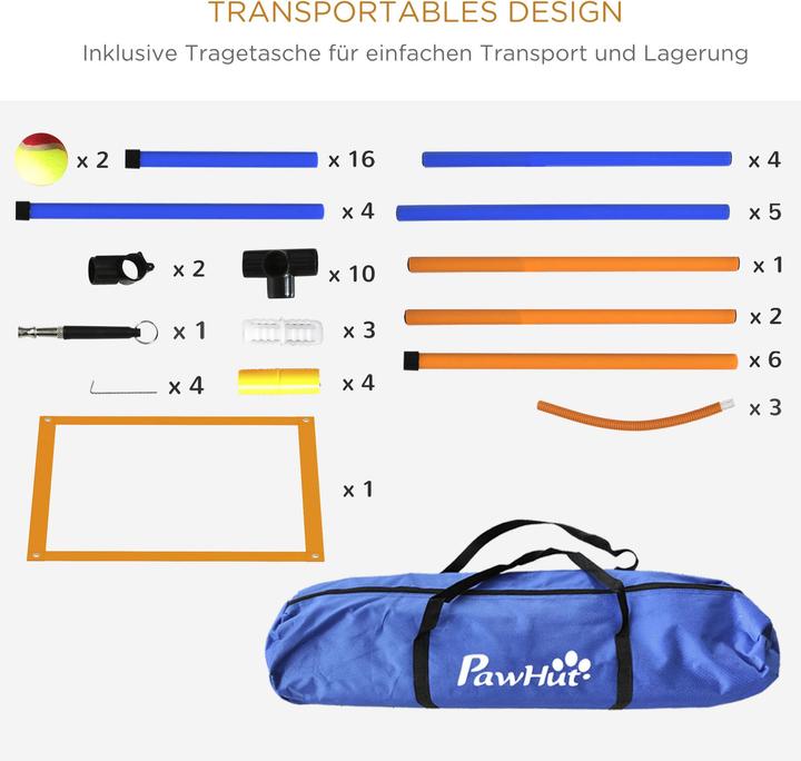 Immagine prodotto PawHut Hunde Agility Set Kunststoff, Oxfordstoff Orange+Blau (Destrezza)