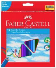 Actual product image Faber-Castell Triangular Crayons 24 Eco Colours with Sharpener (Multicoloured)