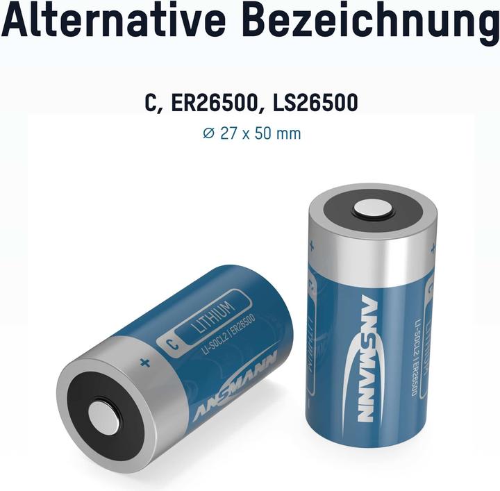 Immagine prodotto Ansmann Batteria C ER26500 3,6V Litio cloruro di tionile (1 pz.)