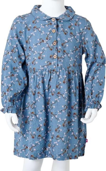 Actual product image VidaXL Children's dress with long sleeves petrol blue 128,Material: 50 (128)