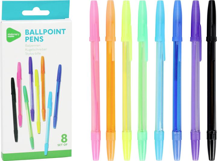 Image du produit Stylo à bille en 8 couleurs, 8 pcs. (Multicolore, 8 x)